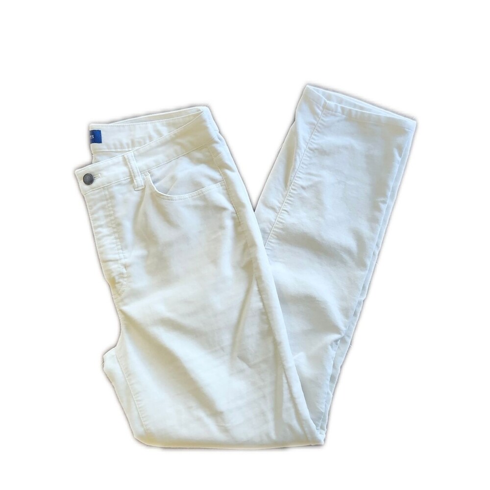 Talbots Cream Off White Velour Velvet High Rise Straight Leg Pants, 8